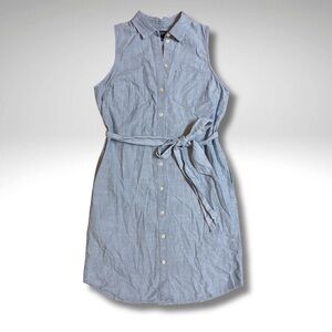 J.Crew Chambray Sleeveless Shirt Dress Tie Waist Size 4